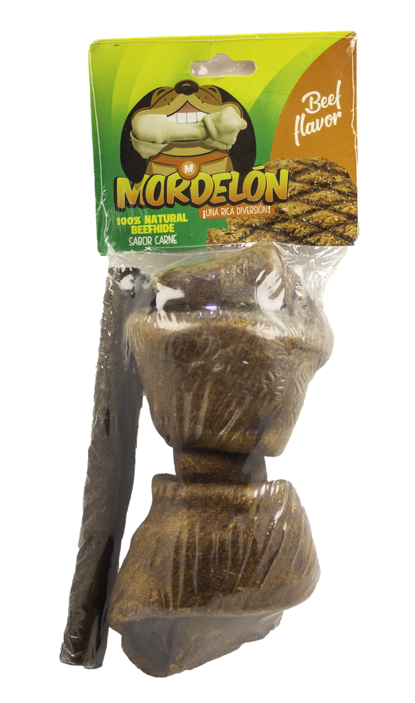 Mordelon 1 Hueso Pequeño y 2 Twist de Carnaza Carne