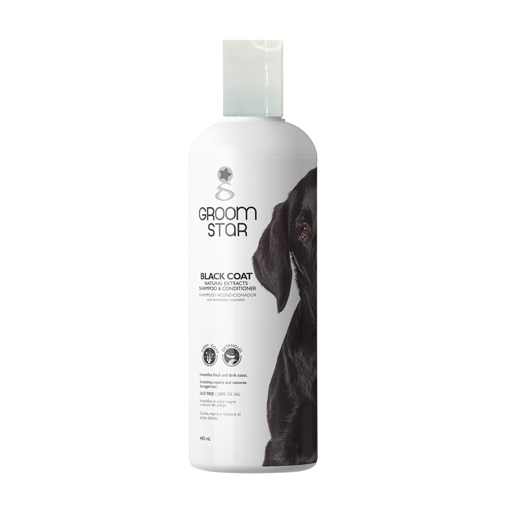 Groom Star Shampoo Pelo Negro, 480 ml.