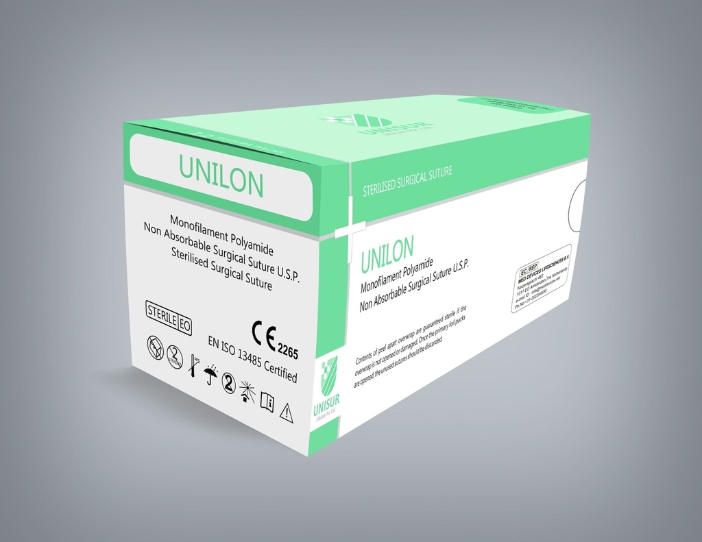 Sutura Quirurgica Unilon Monofilamento No Adsorbible USP 3-0, 12 uds.