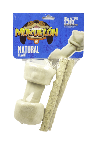 [7-401063-401606] Mordelon 1 Hueso Pequeño y 2 Twist de Carnaza Natural