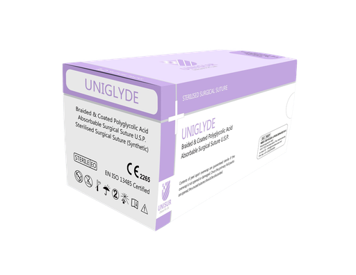 [2E70DX35] Sutura Quirurgica Uniglyde (Acido Poliglicolico) Multifilamento Absorbible USP 2-0, 12 uds.