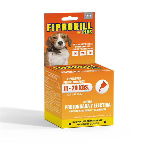 [7-401063-401255] Fiprokill Plus Pipeta Antiparasitaria 1.34 ml. (Peso de 11 a 20 kg.)